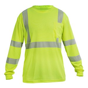 Playera manga larga HV con reflejante 100% poliéster con reflejante
